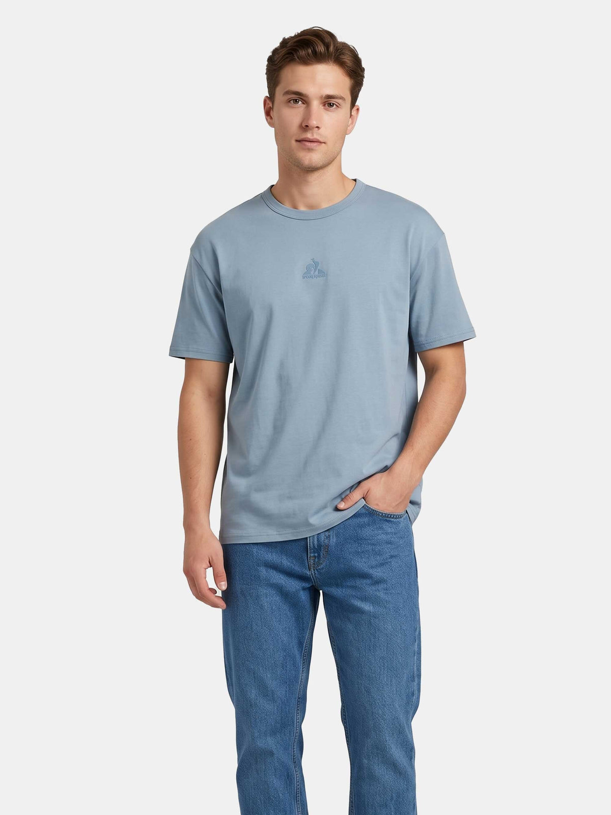 Fleece Tee SS Relax No1 M Ashley Blue - Le Coq Sportif