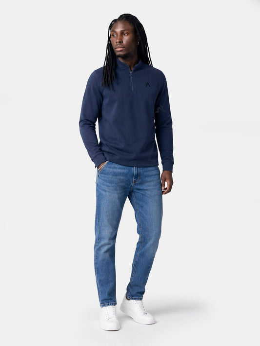 Tone-on-Tone Long Sleeve T-Shirt Navy