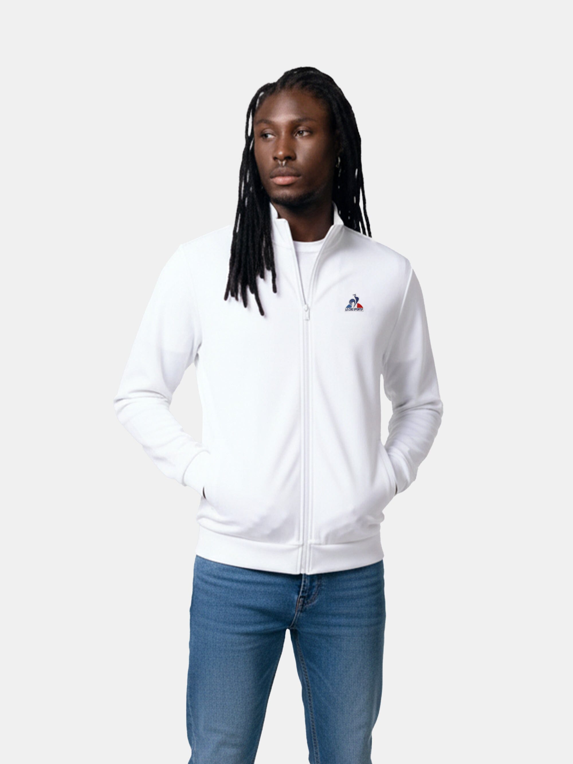 Essential Fleece Zip-up Jacket No.4 White – Le Coq Sportif