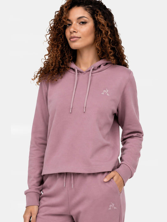 Tone-on-Tone Crop Hoodie Mauve