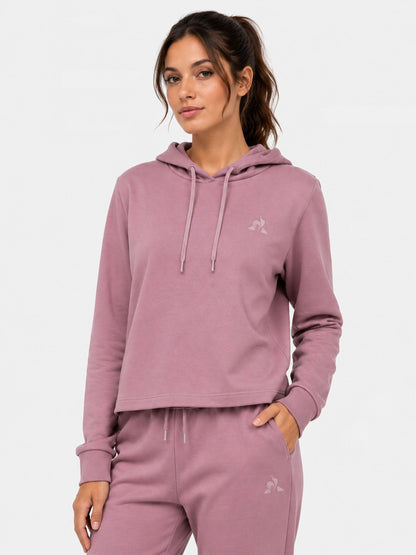 Tone-on-Tone Crop Hoodie Mauve