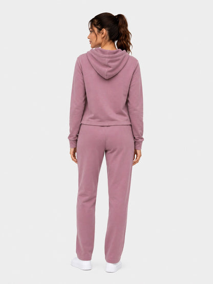 Tone-on-Tone Crop Hoodie Mauve